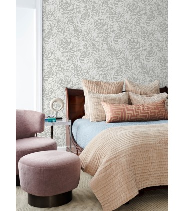 4135-72709 - Nelda Silver Rose Wallpaper-Whimsy