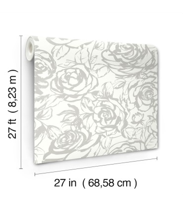4135-72709 - Nelda Silver Rose Wallpaper-Whimsy