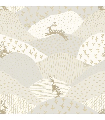 4135-27298 - Peter Light Grey Rabbit Fields Wallpaper-Whimsy