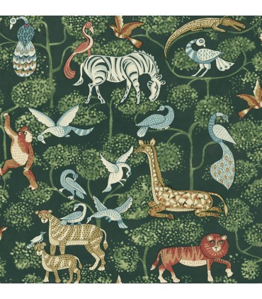 4135-27286 - Rigby Green Jungle Animals Wallpaper-Whimsy