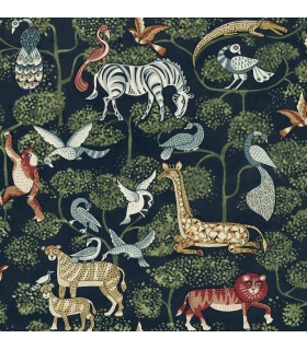 4135-27285 - Rigby Navy Jungle Animals Wallpaper-Whimsy