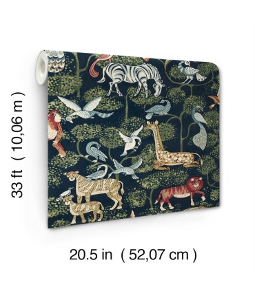 4135-27285 - Rigby Navy Jungle Animals Wallpaper-Whimsy