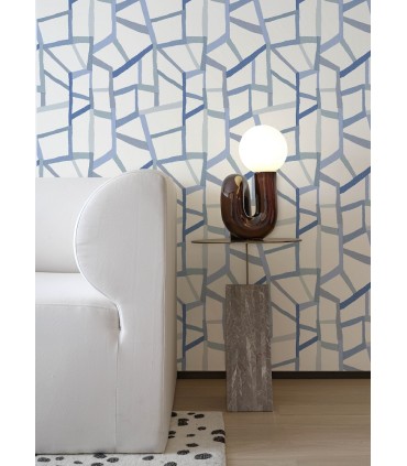 4135-25849 - Tate Blue Geometric Linen Wallpaper-Whimsy