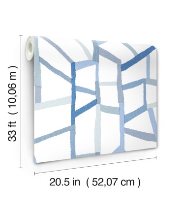 4135-25849 - Tate Blue Geometric Linen Wallpaper-Whimsy