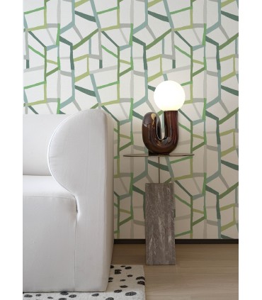 4135-25847 - Tate Green Geometric Linen Wallpaper-Whimsy