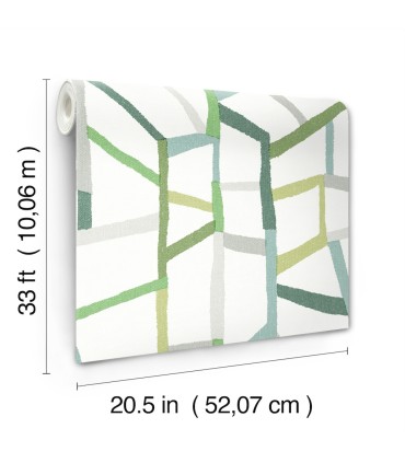 4135-25847 - Tate Green Geometric Linen Wallpaper-Whimsy