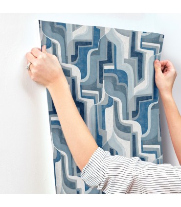 4135-72700 - Tulum Blue Surreal Shapes Wallpaper-Whimsy