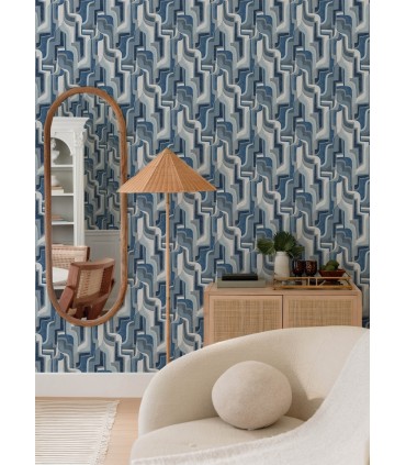 4135-72700 - Tulum Blue Surreal Shapes Wallpaper-Whimsy