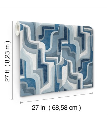 4135-72700 - Tulum Blue Surreal Shapes Wallpaper-Whimsy