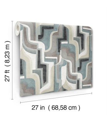 4135-72702 - Tulum Denim Surreal Shapes Wallpaper-Whimsy