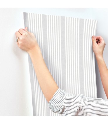 SR1582MH - French Arctic Grey Linen Stripe Wallpaper- Magnolia Home 4