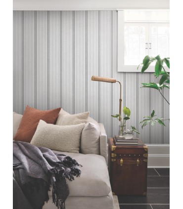SR1586MH - French Charcoal Linen Stripe Wallpaper- Magnolia Home 4