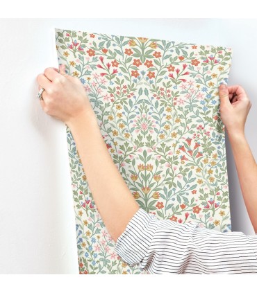 MF4726 - Garden White & Multicolor Terrace Wallpaper- Magnolia Home 4