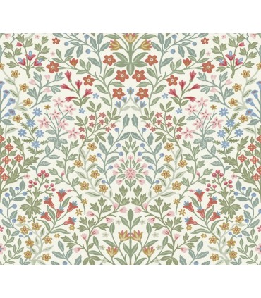 MF4726 - Garden White & Multicolor Terrace Wallpaper- Magnolia Home 4