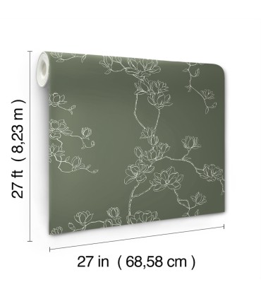 MF4735 - Magnolia Pine Branches Wallpaper- Magnolia Home 4