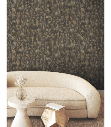 FM1004 - Gilded Plume Black Wallpaper-Formations by York