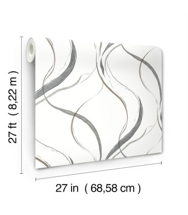 FM1092 - Ink Flow Black & Cocoa Wallpaper-Formations by York