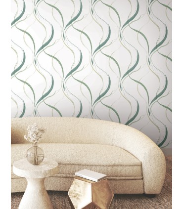 FM1095 - Ink Flow Green Wallpaper-Formations by York