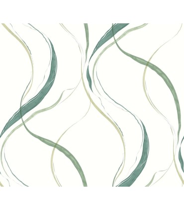 FM1095 - Ink Flow Green Wallpaper-Formations by York