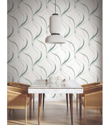 FM1095 - Ink Flow Green Wallpaper-Formations by York