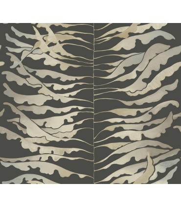 FM1042 - Leaf Column Black Wallpaper-Formations by York
