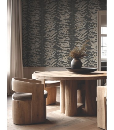 FM1042 - Leaf Column Black Wallpaper-Formations by York