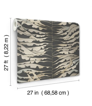 FM1042 - Leaf Column Black Wallpaper-Formations by York