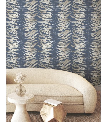 FM1043 - Leaf Column Navy Wallpaper-Formations by York