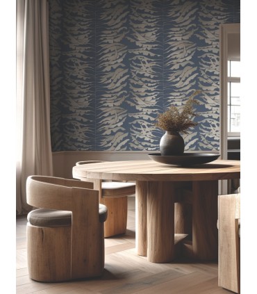 FM1043 - Leaf Column Navy Wallpaper-Formations by York