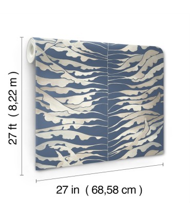 FM1043 - Leaf Column Navy Wallpaper-Formations by York