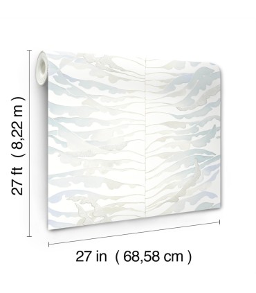 FM1046 - Leaf Column Spa Blue Wallpaper-Formations by York