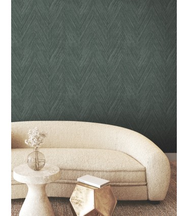 FM1054 - Thatched Chevron Bottle Green Wallpaper-Formations by York