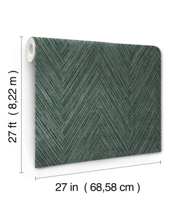 FM1054 - Thatched Chevron Bottle Green Wallpaper-Formations by York