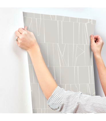 4155-72819 - Huntington Silver Geometric Stripe Wallpaper-Drew and Jonathan