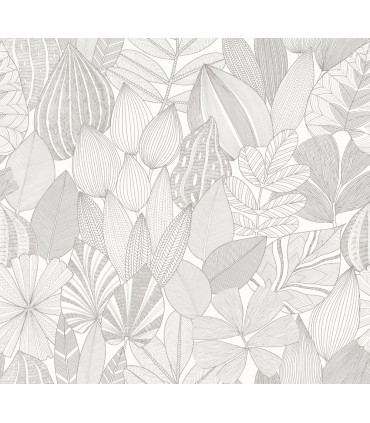 4155-72809 - Mathias Grey Botanical Wallpaper-Drew and Jonathan