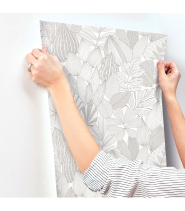 4155-72809 - Mathias Grey Botanical Wallpaper-Drew and Jonathan