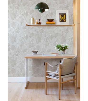 4155-72809 - Mathias Grey Botanical Wallpaper-Drew and Jonathan