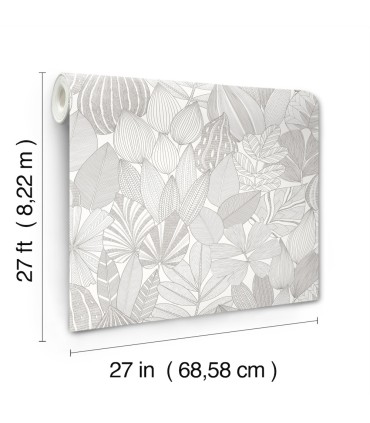 4155-72809 - Mathias Grey Botanical Wallpaper-Drew and Jonathan