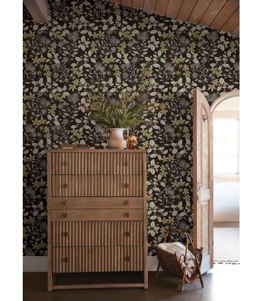 4155-72817 - Mildred Black Botanical Trail Wallpaper-Drew and Jonathan
