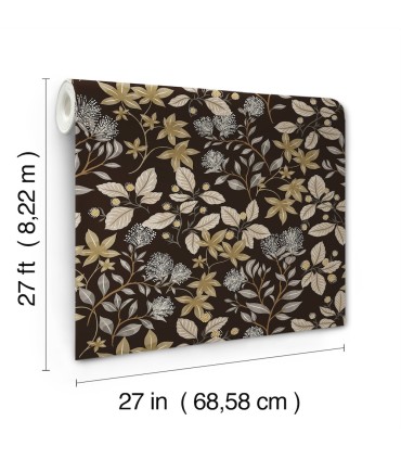 4155-72817 - Mildred Black Botanical Trail Wallpaper-Drew and Jonathan