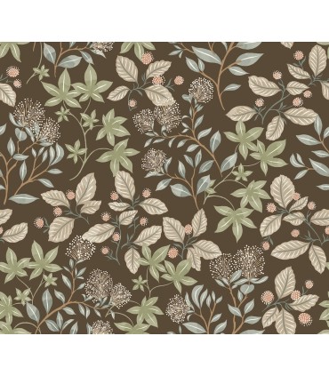 4155-72816 - Mildred Espresso Botanical Trail Wallpaper-Drew and Jonathan