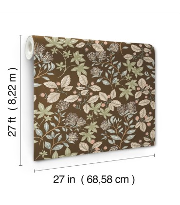 4155-72816 - Mildred Espresso Botanical Trail Wallpaper-Drew and Jonathan