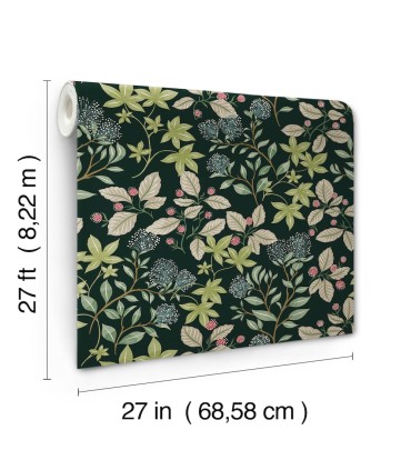 4155-72813 - Mildred Evergreen Botanical Trail Wallpaper-Drew and Jonathan