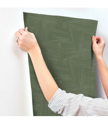 4155-27331 - Reid Evergreen Woven Geometric Wallpaper-Drew and Jonathan