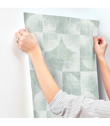 4155-27340 - Woodbine Sage Abstract Geometric Wallpaper-Drew and Jonathan