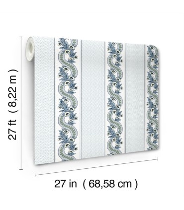 MX9692 - Abbey's Garland Aqua Wallpaper-Astoria by Ronald Redding