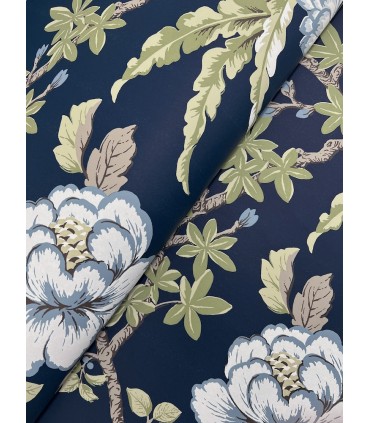 MX9652 - Courtyard Botanical Navy Wallpaper-Astoria by Ronald Redding