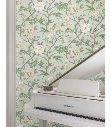 MX9654 - Courtyard Botanical Pale Blue Wallpaper-Astoria by Ronald Redding