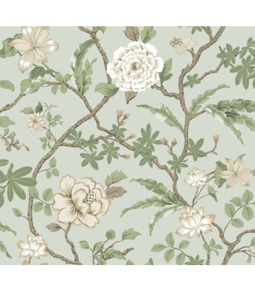 MX9654 - Courtyard Botanical Pale Blue Wallpaper-Astoria by Ronald Redding