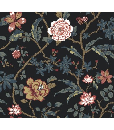 MX9656 - Courtyard Botanical Scarlet Wallpaper-Astoria by Ronald Redding